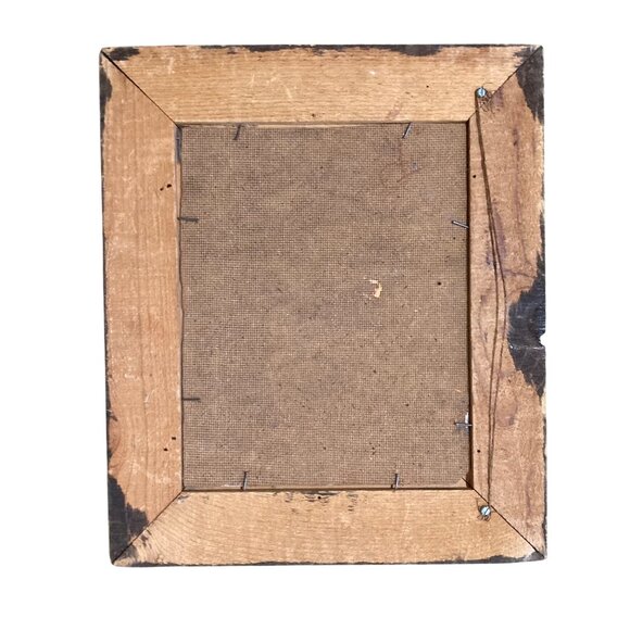 Vintage Framed Landscape Oil Painting With Wooden Carved Frame 14.5" X 12.5" - Picture 4 of 5